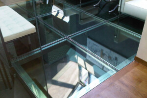 Glass floor glass with stainless steel frame