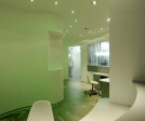 reception desk in green