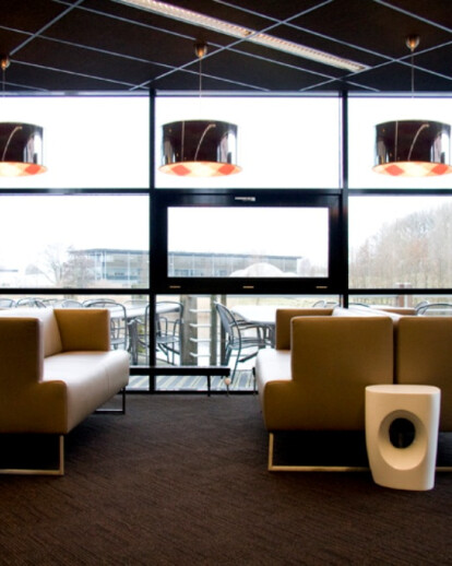 Entrance, library and media café of the Netherlands Broadcasting Music Centre