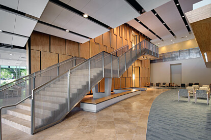 Staircase in West Village Commons at Towson University