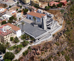 aerial image of the Plaza and Museum (under construction)