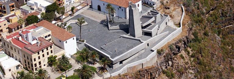 aerial image of the Plaza and Museum (under construction)