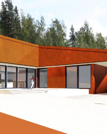 2080 Teräsbetoni rakennus corten pinnalla