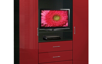 Aventa TV Armoire Red Colored Glass