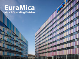 Aluminum cladding panels with EuraMica sparkling finishes