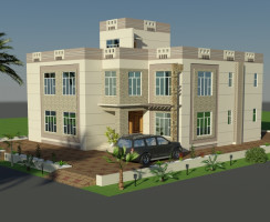 Oman Arabian Beautiful Villa 3D front Elevation Design 2013,
