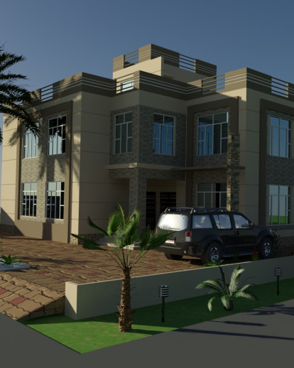 Oman Arabian Beautiful Villa 3D front Elevation Design Residential Exterior 2013,