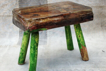 Vintage milking stools with bespoke resin top Vintage milking stools with bespoke resin top