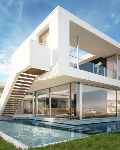 Architectural visualization of a luxury house in Los Angeles
