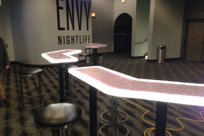 Edge-lit table tops at Envy Nightclub
