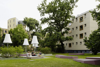 Courtyard with facade and new windows