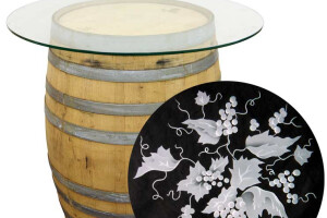 Wine Barrel Table with Etched Glass Top