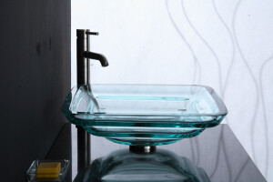 Clear Tiered Square Glass Vessel