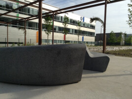 In and Out bench, concrete street furniture