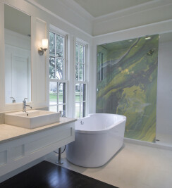 Design FLIN on shower glass / room divider