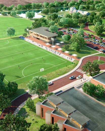 Aerial view of the project to extend a School in Perth