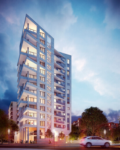 Architectural visualization of a residential tower