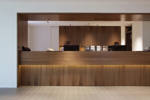 American walnut brings a touch of class to Swiss private clinic’s main lobby