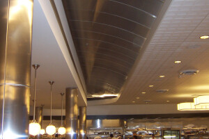 Curved Stainless Steel Ceiling in Casino Restaurant