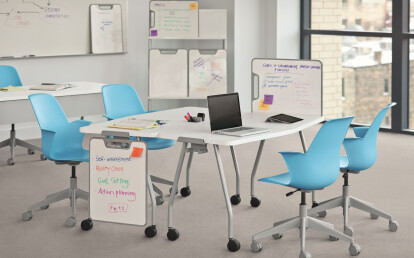 Verb table and node chairs by Steelcase