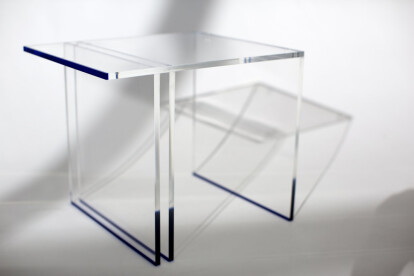 Bladed Blue Side Table