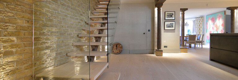 Ladbroke Road Project - Straight Staircase with Glass Balustrade