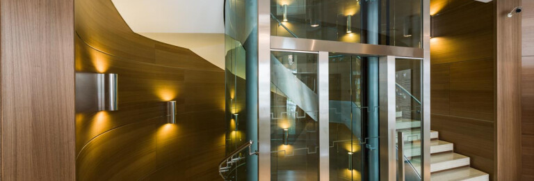 stairway and panoramic elevator