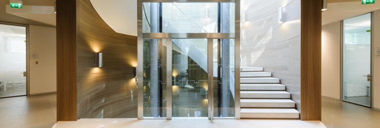 stairway and panoramic elevator