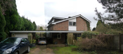 Approach and entrance to a 1960s home in Haslemere, Surrey