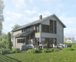 Exterior visualization  Modern Scandinavian houses.