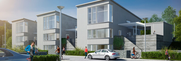 Exterior visualization  Modern Scandinavian houses.