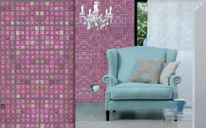 Casart Pink / Gray Faux Glass Mosaic Tile Wallcovering