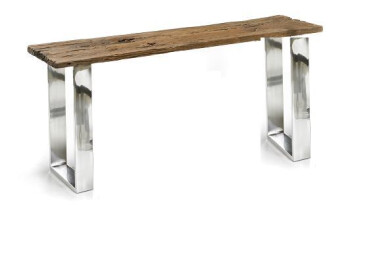 Rail way ties top with stainless steel legs console table