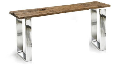 Rail way ties top with stainless steel legs console table