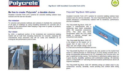 Polycrete® Big Block 1600 Insulated Concrete Form (ICF) A positive impact with LEED® Canada-NC