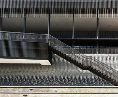 Textured sea-facing outdoor verandah of the recreational complex