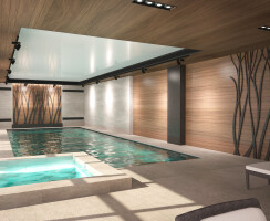 contemporary house, swimming pool