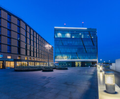 Business Center & Park Inn Hotel. Night-time lighting