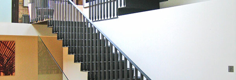Hewer Street - Straight Staircase with glass balustrade