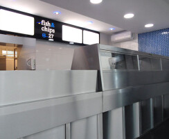 Newly completed interior of fish and chip shop