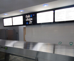 Newly completed interior of fish and chip shop