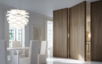 Linvisibile - Brezza - Filo 10 Vertical Pivot Door - Veneered canaletto walnut finish