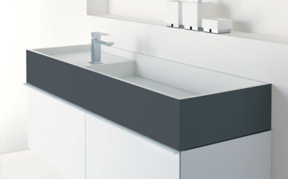 CDesign 1330 basin with charcoal Softskin and CDesign cabinet