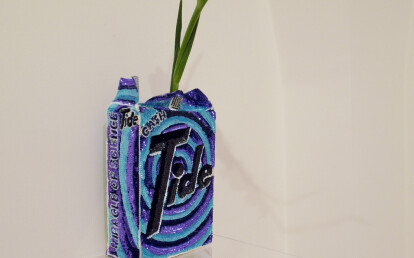 "Tide" embroidered flowerpot by Studio Daniel Gonzalez inc