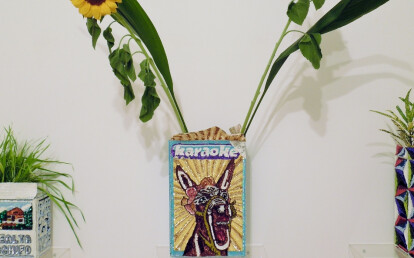 "Karaoke" embroidered flowerpot by Studio Daniel Gonzalez inc