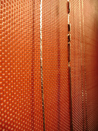 Decorated metal mesh, relief stripes