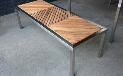 Aluminium Teak Street Furniture Bench | Sakkho Wood Tiles