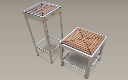 Interior High Bar Stool and Low Table/Stool | Sakkho Wood Tiles