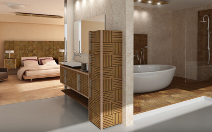 Teak Bedroom and Bathroom / Shower Floor Idea | Sakkho Wood Tiles