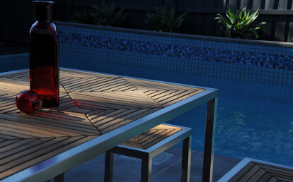 Outdoor Aluminium Teak Furniture Setting | Sakkho Wood Tiles